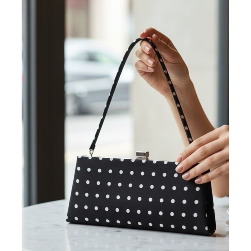 DESIGNER LA REGALE POLKA DOT EVENING CLUTCH PURSE 9X4.5X2 INCHES